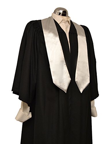 Premium Fully Fluted Gown Black with Silver Honour Stole 4ft. 8in. - 5ft. 2in. (147cm - 157cm)