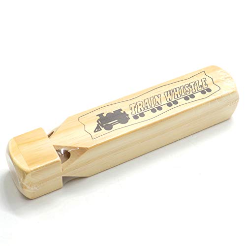 AQUEENLY Train Whistle, 2 Piece Wooden Train Whistle with 4 Tone for Kids Toy, Party Favors, 7.4 Inches