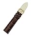 RECHERE Leather Watch Band Strap Gold Pin Buckle Color Brown (width 16mm)