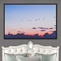 Framed Canvas Wall Art Flying Together Birds Farmhouse/Country Group Group Multicolor Photography Realism Relax/Calm Warm - 16x24 inches