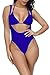 Viottiset Women's Halter Thong Suspender Swimsuit Brazilian Bikini High Waisted Sky Blue Large