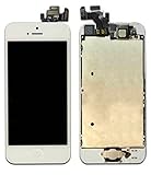 New Completed White Iphone 5 LCD Display Touch Screen Digitizer Frane Assembly with Button, Cameral, Flex Cable