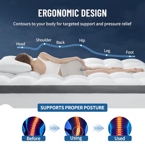 4 Inch Memory Foam Mattress Topper with 6"-18" Deep Pocket (King,78"x80") | 2000 GSM Filling Extra Thick Pillow Top for Back Pain,With Breathable Cover Design For Hot Sleeper,Like sleeping in the cloud