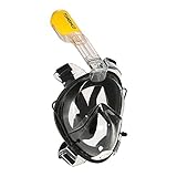 TOMSHOO Snorkel Mask with Action Camera mount Anti-Fog Anti-Leak Prevents Gag Full Face Design With Larger Viewing Area