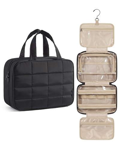 BAGSMART Travel Toiletry Bag Women's Toiletry Bag for Hanging Large Wash Bag Hand Luggage Travel Accessories for Women Girls Black