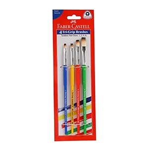 Faber-Castell Tri-Grip Brush – Flat, Pack of 4 (Assorted)