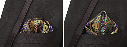 MOHSLEE Mens Party Floral 100% Silk Cravat Tie Woven Ascot Pocket Square 2Pcs Set