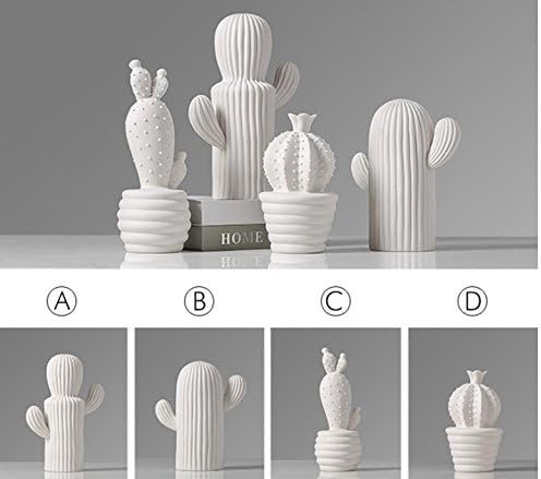 Nordic white ceramic cactus ornaments European living room entrance wine cabinet soft ornaments ZCL12111638 ( Size : D )