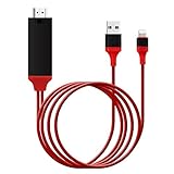 Lightning to HDMI Adapter Cable, Hizek 8pin Lightning Digital AV to 3.3ft HDMI 1080P Cable iphone7/7Plus/6s/6Plus/5/5s(Red)