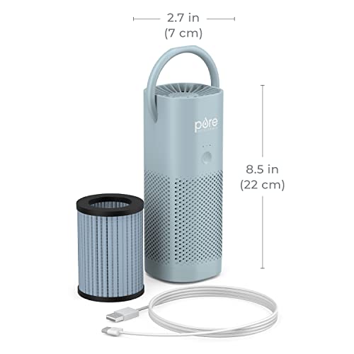 Pure Enrichment® PureZone™ Mini Portable Air Purifier - Cordless True HEPA Filter Cleans Air & Eliminates 99.97% of Dust, Odors, & Allergens Close to You - Cars, School, & Office (Starlight Blue)