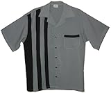 Retro Bowling Shirt Shoopster Smoke with Black Stripes