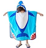 Anikea Kids Hooded Beach Bath Towel, 100% Cotton, 27.5 x 55 Iches, Shark