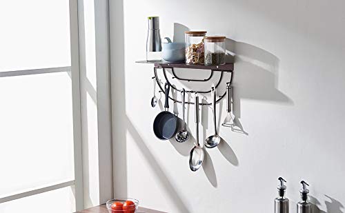 MXARLTR Floating Shelf Wall Mounted, Sturdy Iron Shelf for Kitchen, Bathroom Decor Storage Key Hooks Shelf with Hooks