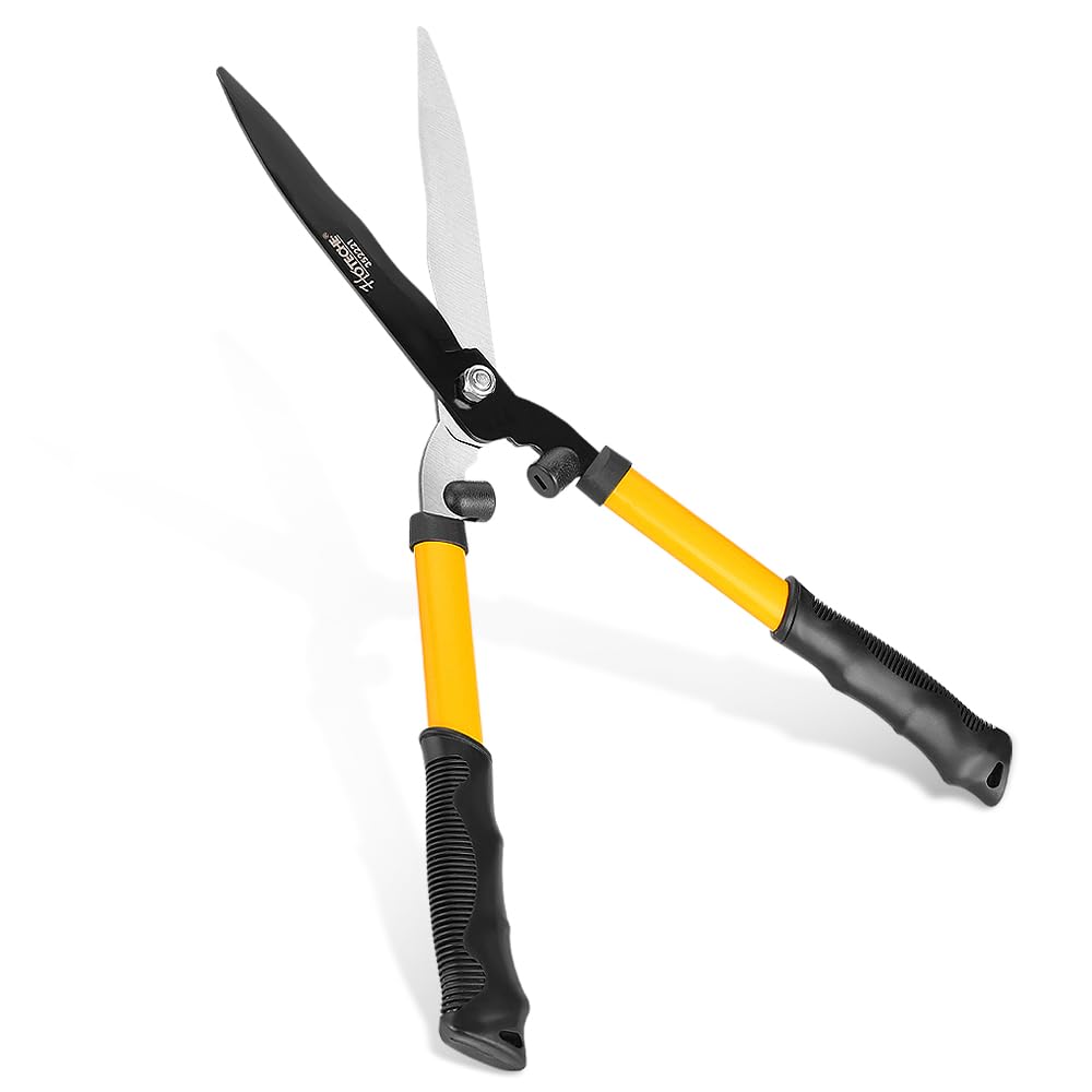 Hoteche 21"/540mm Hedge Shears Carbon Steel Scissors with PVC Handle - Ideal for Tree and Shrub Cutting