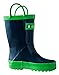 Oakiwear Children's Waterproof Rubber Rain Boots with Easy-On Handles, 12 Navy Blue