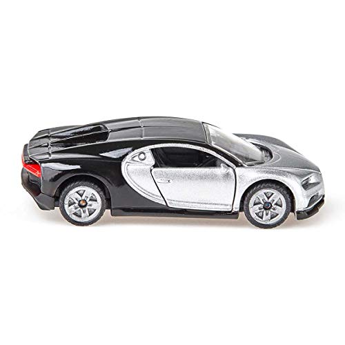 siku 1508, Bugatti Chiron Sportwagen, Spielzeugauto für Kinder, Metall/Kunststoff, Silber/Schwarz, Öffnende Türen – Bild 3