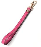 UTreers Wristlet Strap, Genuine Leather Keychain Wristlet KeyChain Hand Strap for Wallet Purse Clutch Cellphone Wristlet Key (Rosered)