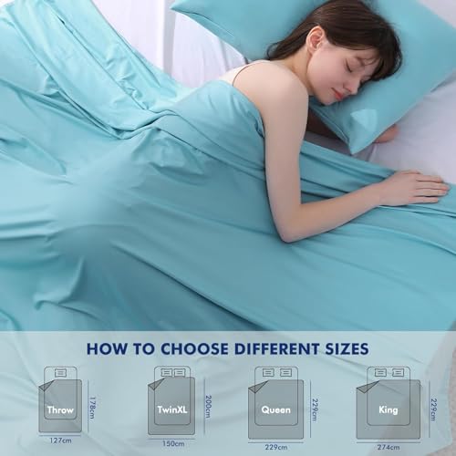 Elegear Cooling Blanket, Arc-Chill 3.0 Summer Blanket Q-Max 0.5 Cooling Sheets for Night Sweats and Hot Sleeper Soft Lightweight Thin Throw for Bed Sofa Chair Travel, Double/King Size, 200x220cm, Blue