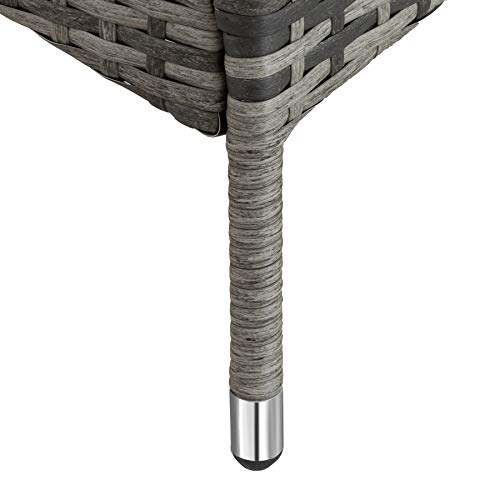 TecTake 800077 Polyrattan Gartenliege, 6-Fach höhenverstellbar, mit gummierten Rädern, inkl. Kissen (Grau | Nr. 403225) – Bild 8