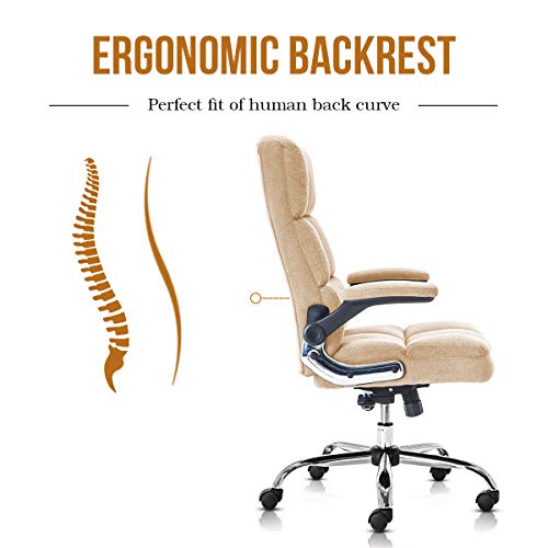 KERMS Velvet Office Chair Adjustable Tilt Angle and Flipup Arms