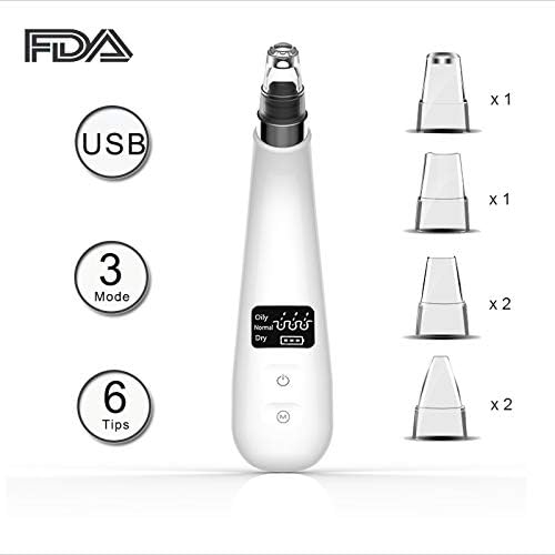 Blackhead Remover Vacuum;YHCUI Blackhead vacuum facial pore cleaner electric acne comedone extractor kit LED Display Blackhead Remover With USB & 6 Suction Heads