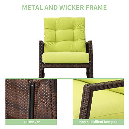 Incbruce Patio Wicker Furniture Rocking Chair Sets 2Piece, Smooth