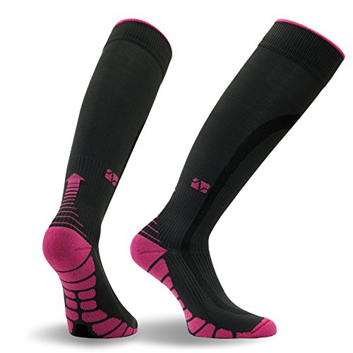 Vitalsox Patented Graduated Compression Socks, Carbon/Pink, Medium