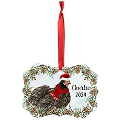 Black Cochin Frizzle Chicken Christmas Ornament