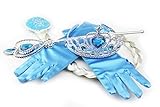 HXL Inspired Snow Queen Princess Elsa Tiara Braid Wand Blue Gloves Set of 4