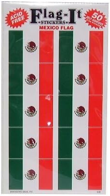 Mexican Flag Stickers 1.625" X 1.125"pack 50