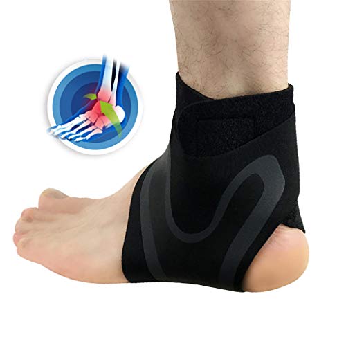 Mayunn Adjustable Elastic Ankle Support Sleeve Elastic Ankle Brace Guard Foot Support Sports - Reduce Sports Injuries, Recovery After Injury (Black) (B, S)
