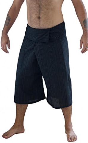 Siam Secrets 100% Cotton Pinstripe 3/4 Capri Thai Fisherman Pants Plus