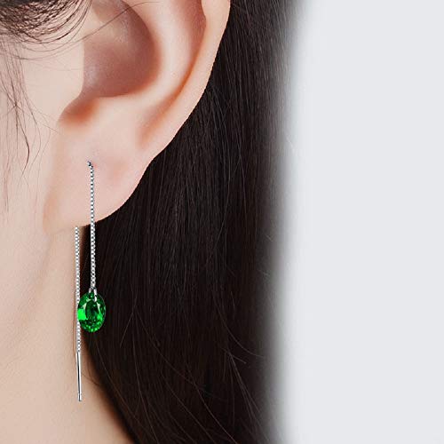 925 Sterling Silver Drop Earrings Colorful Droplet Dangle Threader Earrings for Women