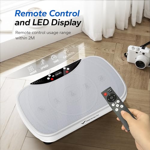 MERACH Vibration Plate Exercise Machine, Vibration Plate Lymphatic Drainage, Vibrating Plate Exercise Machine with Bluetooth and LED Display, Workout Equipment for Women Men Home
