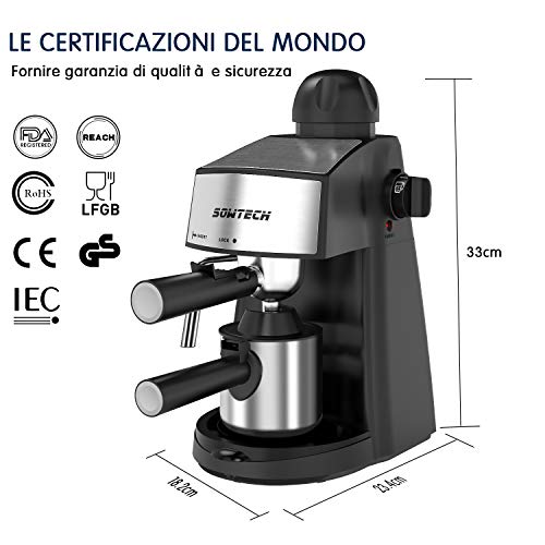 SOWTECH Espresso maschine, 3,5 Riegel, 4 Tassen, Dampfgarer, Kaffeemaschine, Cappuccino-Maschine mit Milchaufschäumer… – Bild 7