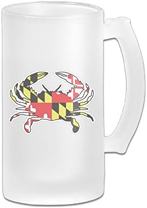 Maryland Crabs Beer Mugs For Men Unbreakble Froasted Beer Glasses Drift Glass Beer Mug Capacity: 500ml Or 16oz