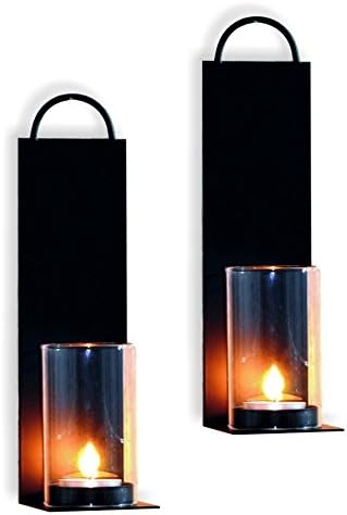 Wall Candle Holder Set Of 2 Metal Black Tea Light Wall Candle Holder Wall Sconce Amazon De Beleuchtung