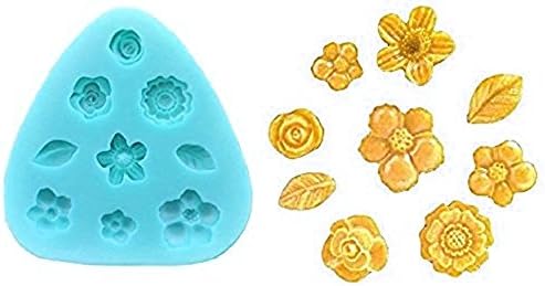 Silicone Mold With imprint Of Leaves And Various Flowers Of Low Thickness. For Sugar Paste, Fluxes, Etc For Diy Diy Food Use.Cat: Leaf Flower Nature