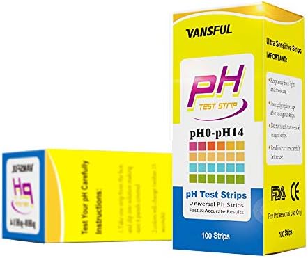 pH Test Strips Full pH Range of (0-14) for Testing pH of Water, Urine, Saliva, Aquariums, Pools, hot tubs, spas, Coffee, Tea, Drinking Water, Skin Care and Hair Care Products (Pack of 100 Tests)