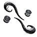 0 Gauge Black Ink Glow in the Dark Teardrop Glass Spiral Taper (8mm) - 4 Pieces