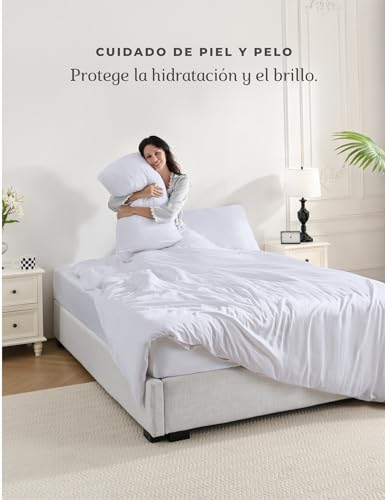 bienDo Duvet Cover Set 240 x 220 cm, Bamboo (400 Thread Count) for 150/160 Bed, White, Vegan Silk, Ultra Soft and Cooling, Breathable