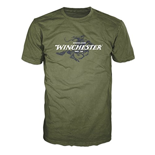 Official Winchester Mens Limited Edition Legend Rider Graphic Short Sleeve T-Shirt (XL, Military Green)
