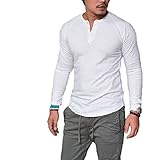 XWDA Henley Shirt Mens Long Sleeve Buttons T-Shirt Casual Muscle Tops Tee Blouse