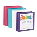4 Pack 2 Inch 3 Ring Binders, Rugged Design for Home, Office, and School, Designed for of 8.5 Inch x 11 Inch Paper, Purple, White, Aqua Blue, Pink, 4 Binder Assorted Pack, Made in USA