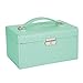 4Queens PU Jewelry Box Jewelry Case with Mirror and Lock Green&White