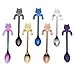 ZBGOROW 7-piece Durable 18/8 Stainless Steel Spoon Set – Cute Cat Spoons for Coffee - 4.6 Inches Mini Spoons – Set of 7 in 7 Assorted Colors