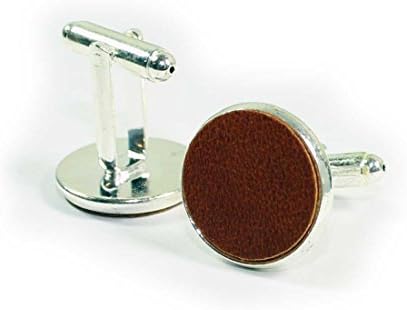 Brown Round Leather Cufflinks