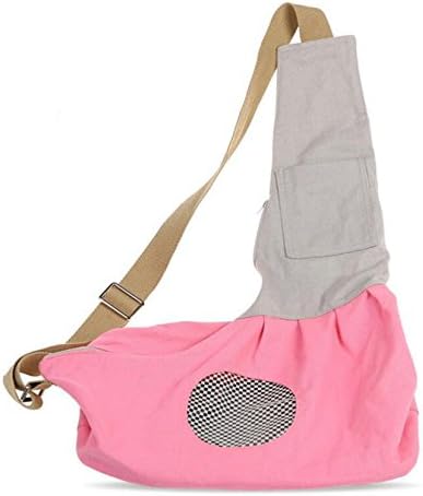 Pet Sling-Bag,Puppy Kitty-Sling Style Carrier With Adjustable Shoulder Strap and Extra Pocket For Rabbits, Small Dog and Cat(Pink)