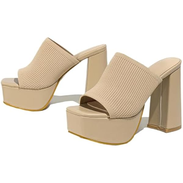 Amazon.com | Women's Square Open Toe Knitted Mules Comfortable