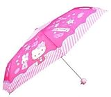 Hetty's Cute Kt Open Close Folding Light Portable Travel Umbrella Sun Shade Windproof Hello Kitty for Kids, Girls and Women (stripe)